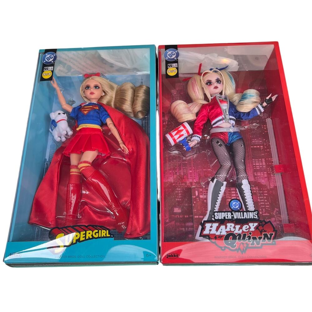 DC Harley Quinn & Supergirl Collector Doll Lot JAKKS Warner Bros NIB Rare